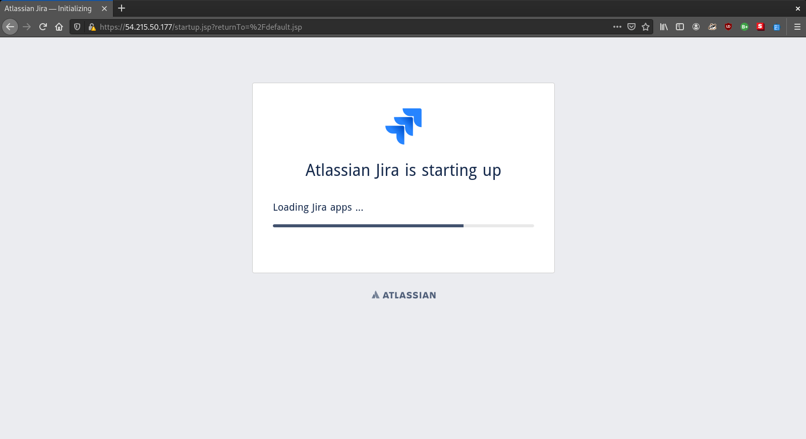 Here we have JIRA loading plugins.